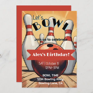 Bowling Birthday Invitation - Let's Bowl 