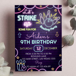 Bowling Birthday Invitation Strike Up Some Fun