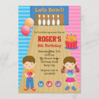 Bowling Birthday Invitations (Boy Girl Twins)