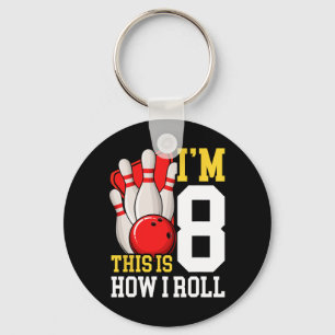 Bowling Birthday Party 8 Years Old 8th Kids Boys G Keychain