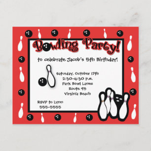 BOWLING BIRTHDAY PARTY Birthday Bowl Red Invitation