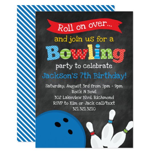 Bowling Birthday Party Chalkboard Invitation Bowling Birthday Party Chalkboard Invitation