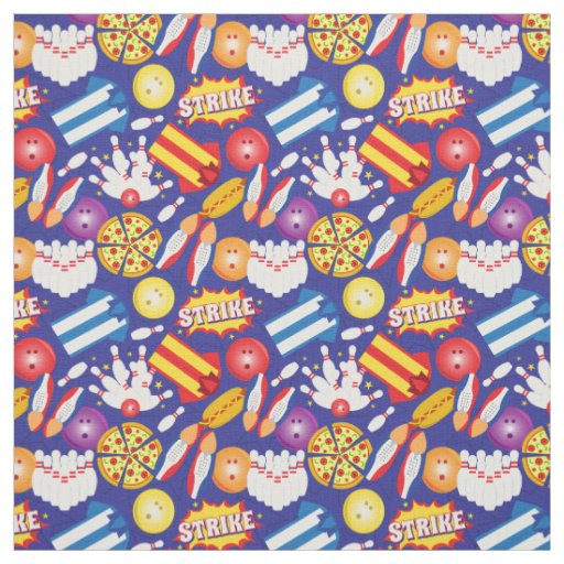 Bowling Birthday Party Colorful Kids Patterned Fabric