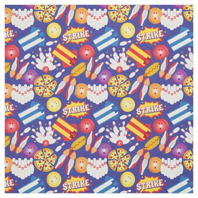 Bowling Birthday Party Colorful Kids Patterned Fabric (Swatch)