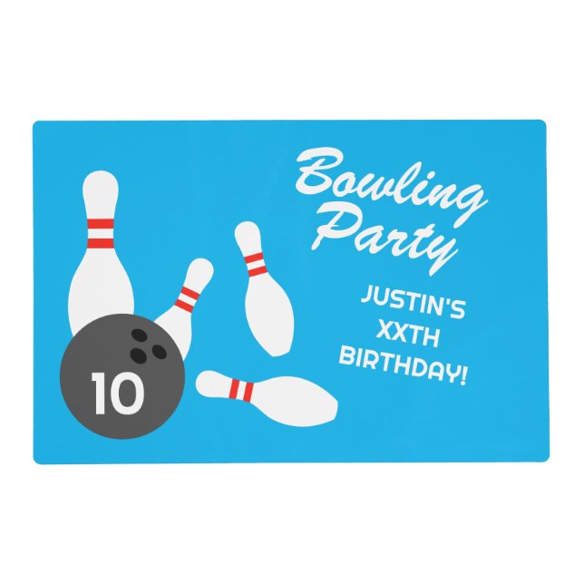 Bowling Birthday party dinner placemats for kids (Front)