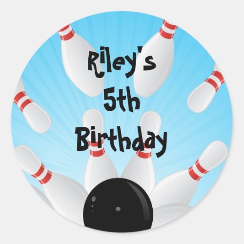 Bowling Birthday Party Favor Labels