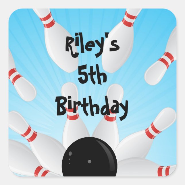 Bowling Birthday Party Favor Labels (Front)