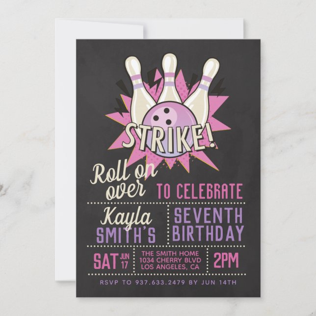 Bowling Birthday Party Invitation (Front)