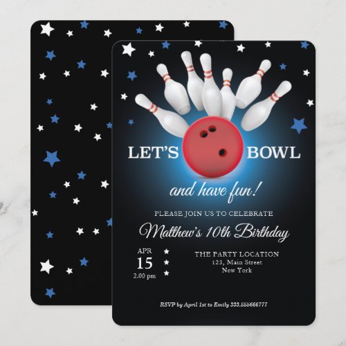 Bowling Birthday Party Invitation