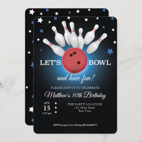 Bowling Birthday Party Invitation