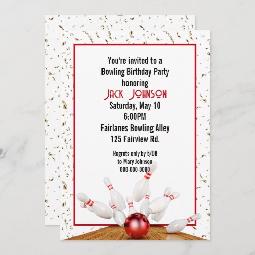 Bowling Birthday Party Invitation