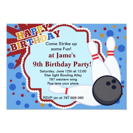 Bowling birthday party invitation | Zazzle