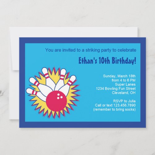 Bowling Birthday Party Invitation