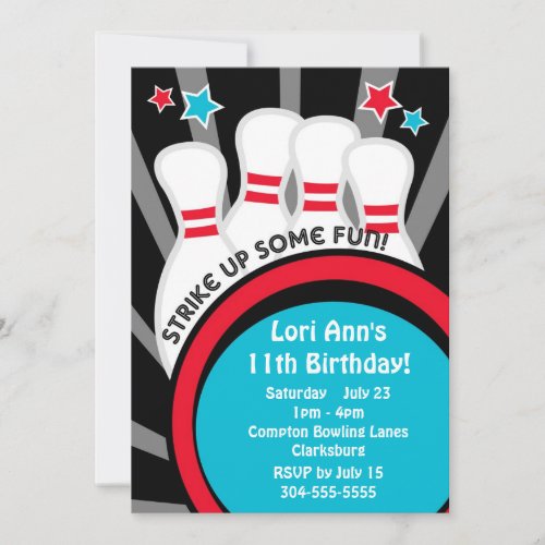 Bowling Birthday Party Invitation