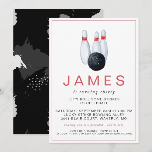 Bowling Birthday Party Invitation