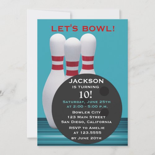 Bowling Birthday Party Invitation