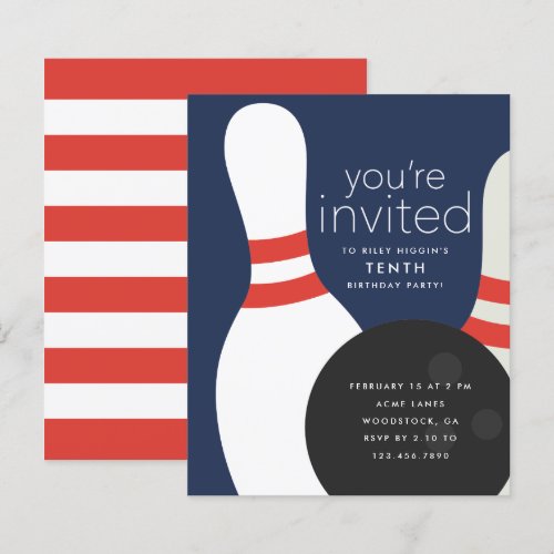 Bowling Birthday Party Invitation