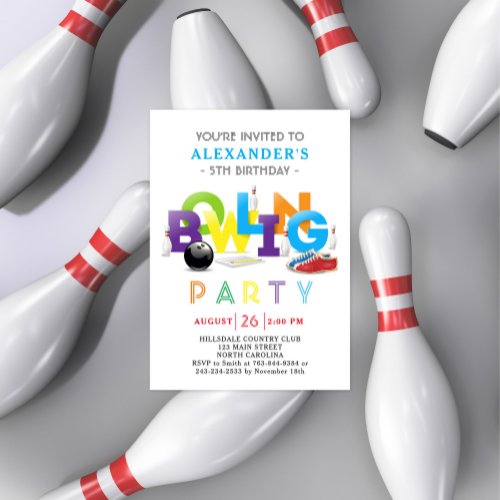 Bowling Birthday Party Invitation