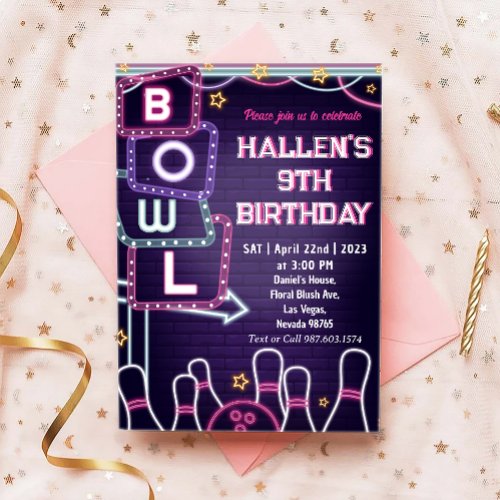 Bowling Birthday Party Invitation