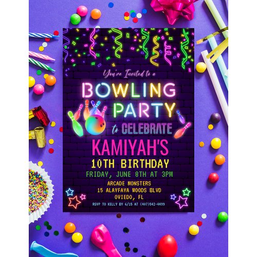 Bowling Birthday Party Invitation