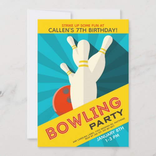 Bowling Birthday Party Invitation