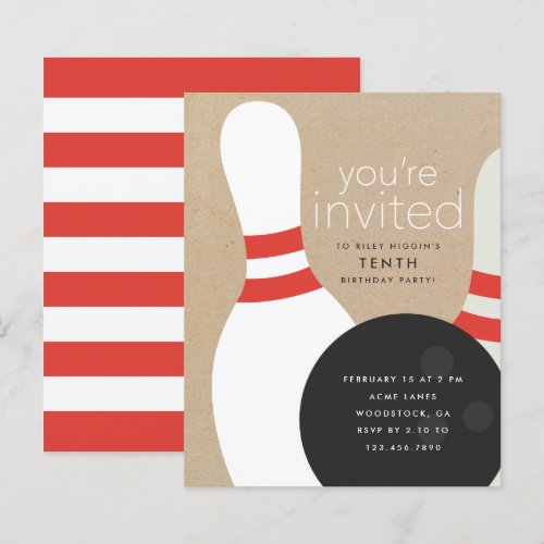 Bowling Birthday Party Invitation