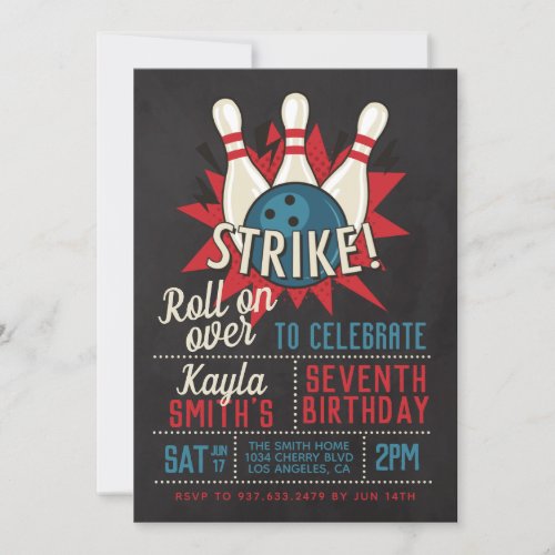 Bowling Birthday Party Invitation