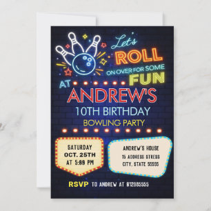 Bowling Birthday party Invitation