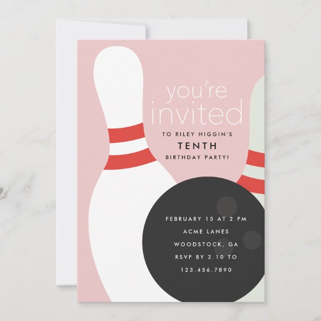 Bowling Birthday Party Invitation (Front)
