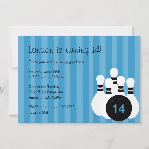 Bowling Birthday Party Invitation - Pink