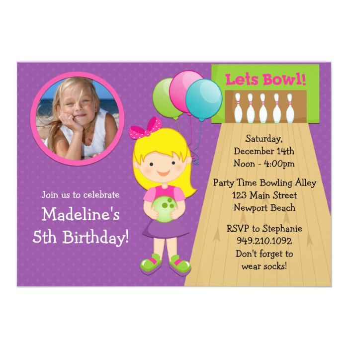 Bowling Birthday Party Invitation with Photo