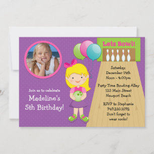 Bowling Birthday Party Invitation with Photo