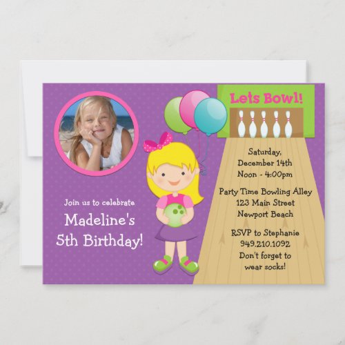 Bowling Birthday Party Invitation with Photo