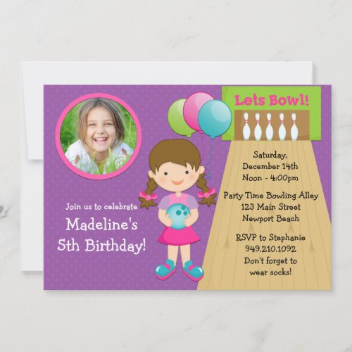 Bowling Birthday Party Invitation with Photo