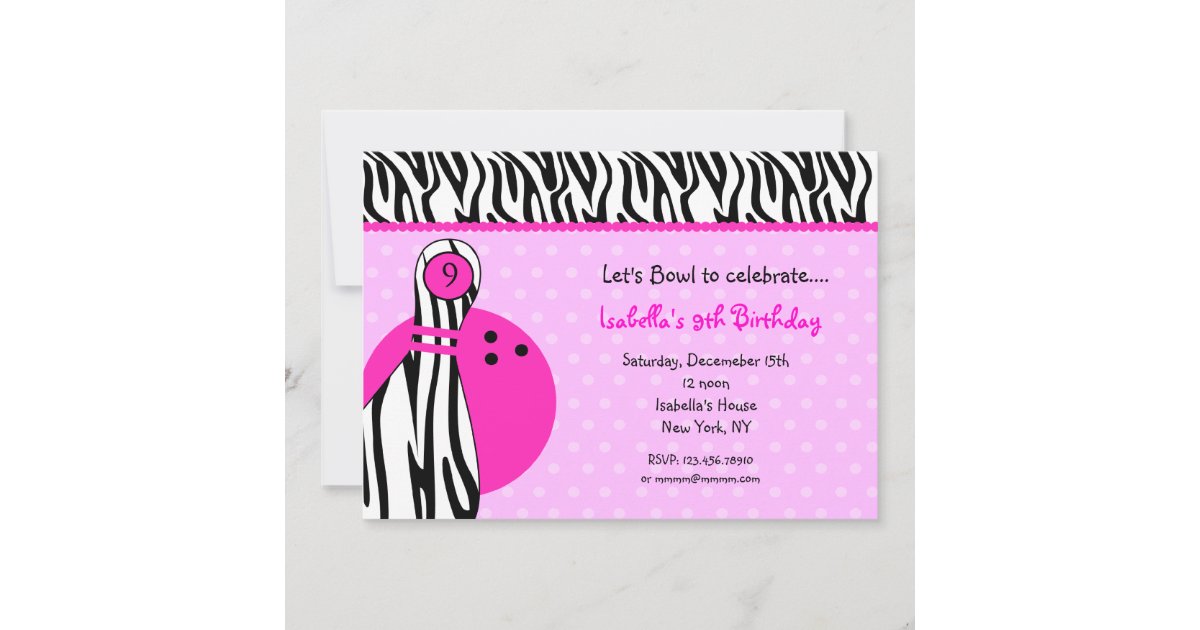 Bowling Birthday Party Invitations | Zazzle