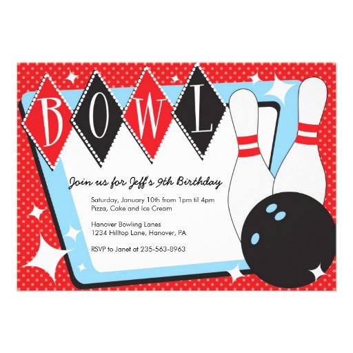 Bowling Alley Birthday Party Invitations 8