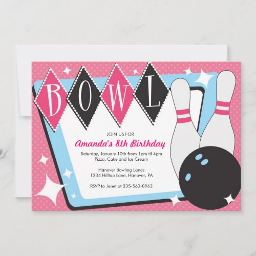 Bowling Birthday Party Invitations