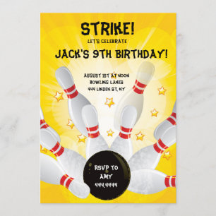 Bowling Birthday Party Invitations