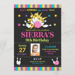 Bowling Birthday Party Invitations Girls