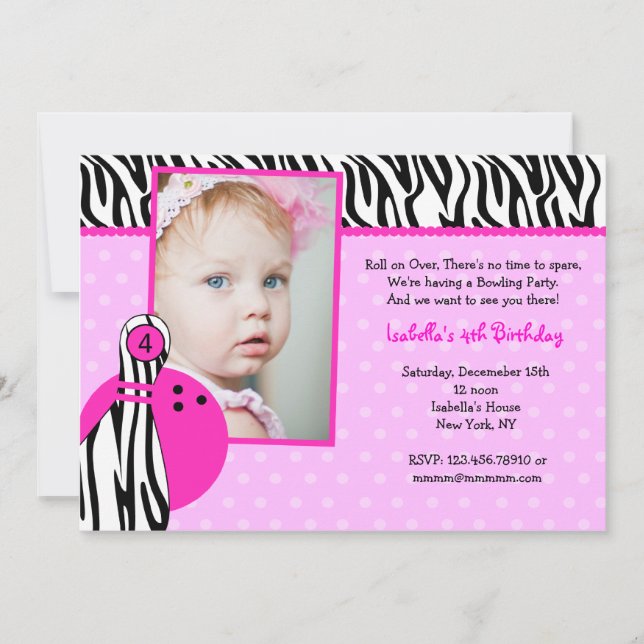 Bowling Birthday Party Invitations Photo (Front)