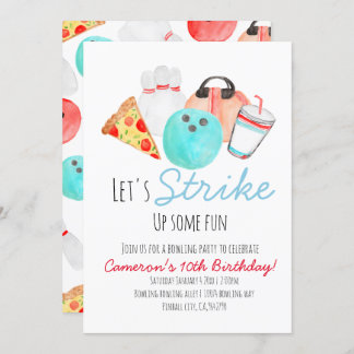 Bowling birthday party kid invitation