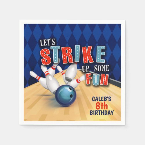 Bowling Birthday Party Napkin _ Boy