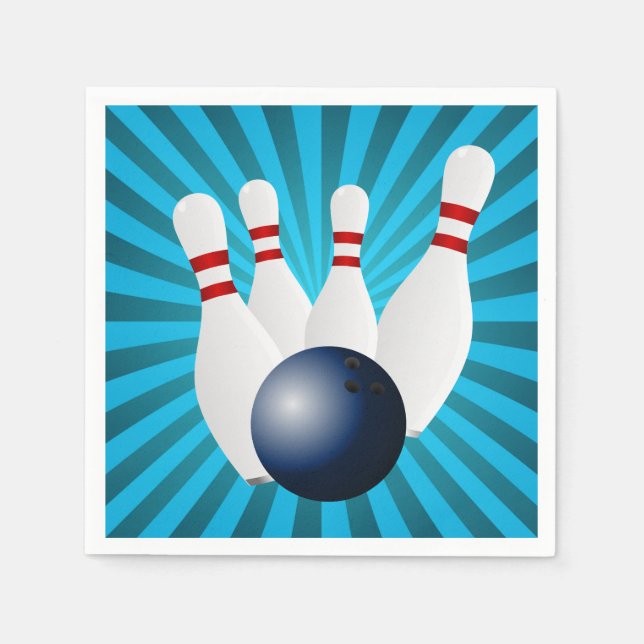Bowling Birthday Party Paper Napkins (Front)