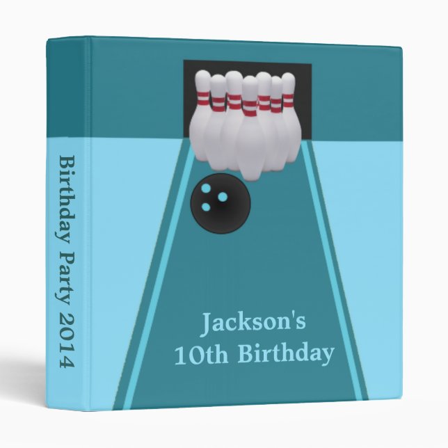 Bowling Birthday Party Photo Album Binder (Front/Spine)