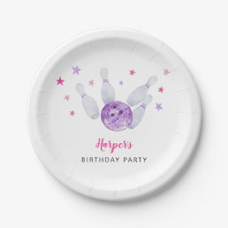 Bowling Birthday Party Pink &amp; Purple Paper Plates