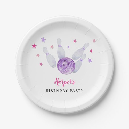 Bowling Birthday Party Pink  Purple Paper Plates