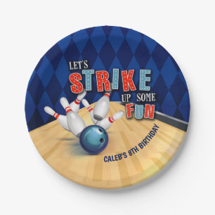 Bowling Birthday Party Plate - Boy