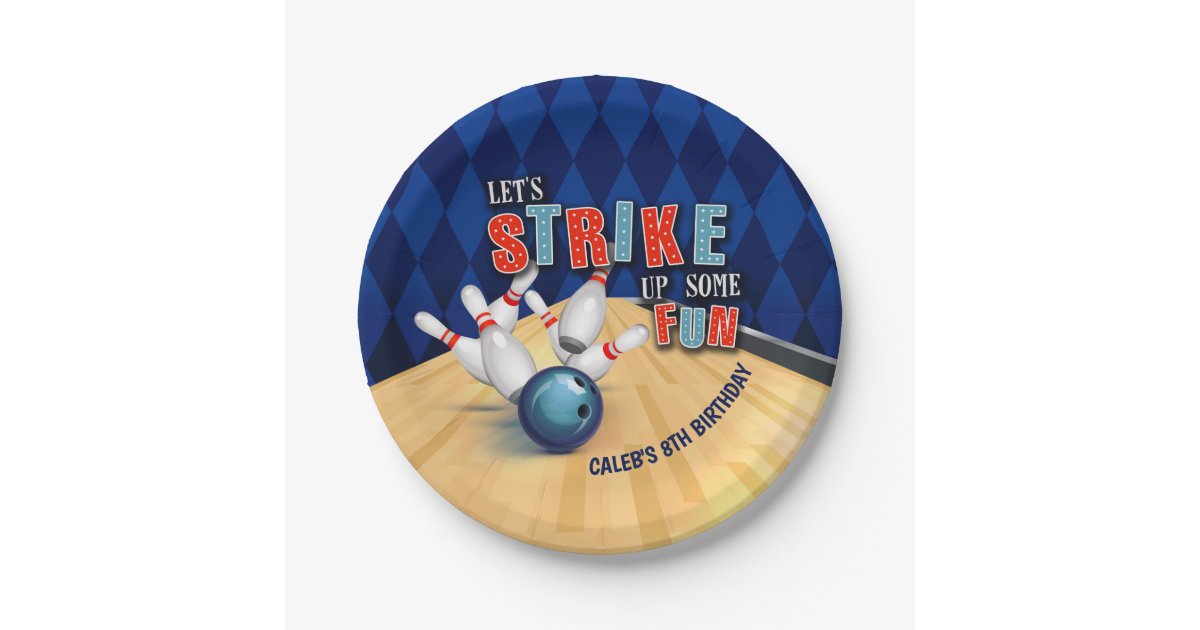 Bowling Birthday Party Plate Boy Zazzle