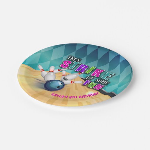 Bowling Birthday Party Plate Girl Zazzle