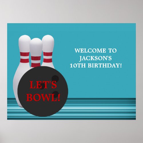 Bowling Birthday Party Poster